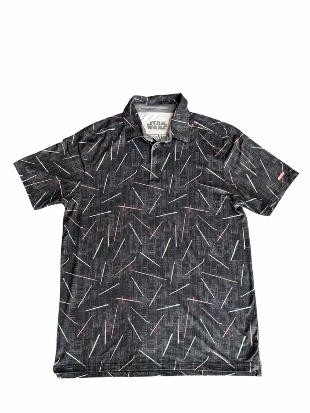 RSVLTS x Breakfast Balls Men's Polo Shirt Lightsaber Blueprint Black Size Large